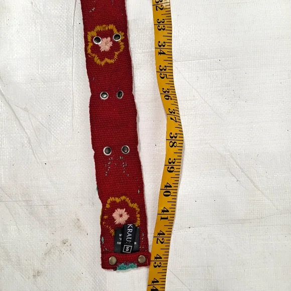 Jenny Krauss Red Wool Floral Embroidered Belt